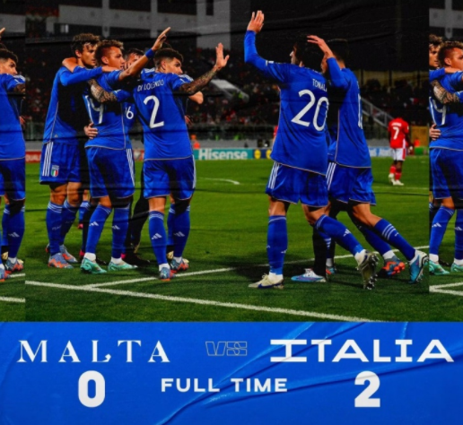 欧预赛-意大利2-0战胜马耳他 托纳利两助攻雷特吉连场破门佩西纳建功