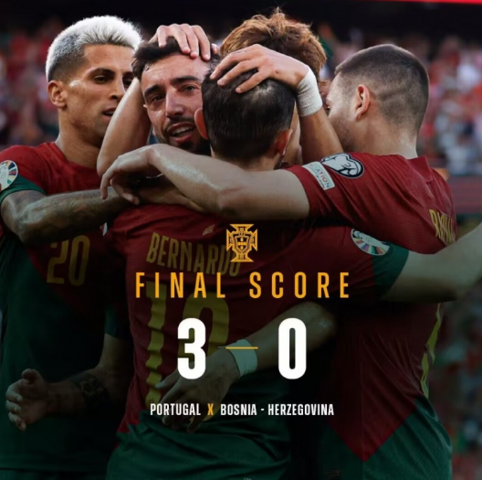 欧预赛-葡萄牙3-0完胜波黑取三连胜 B费两射一传B席破门
