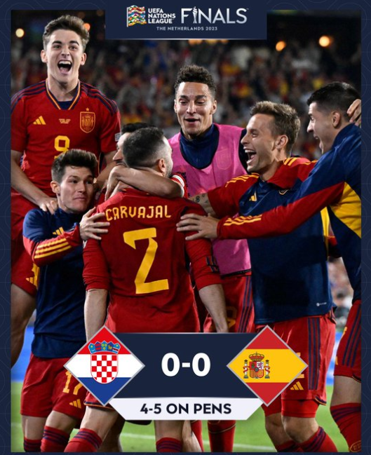 欧国联-西班牙点球大战5-4战胜克罗地亚夺冠 乌奈-西蒙两扑点
