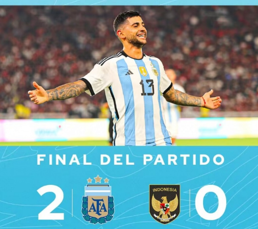 友谊赛-阿根廷2-0印尼，帕雷德斯世界波，罗梅罗头球建功