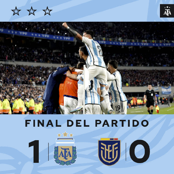 世预赛-梅西任意球制胜劳塔罗左右互搏 阿根廷1-0厄瓜多尔