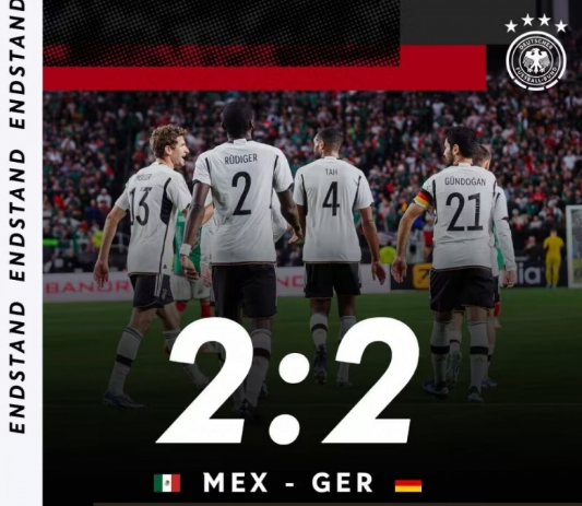 友谊赛-墨西哥2-2战平德国，吕迪格破门，安图尼亚传射