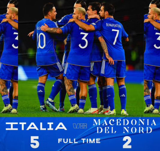 欧预赛：意大利5-2战胜北马其顿，基耶萨双响，达米安破僵